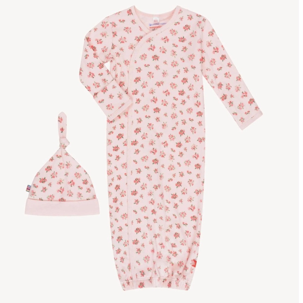 NEVER WORN Magnetic Me bouquet de fleurs cotton magnetic cozy sleeper gown